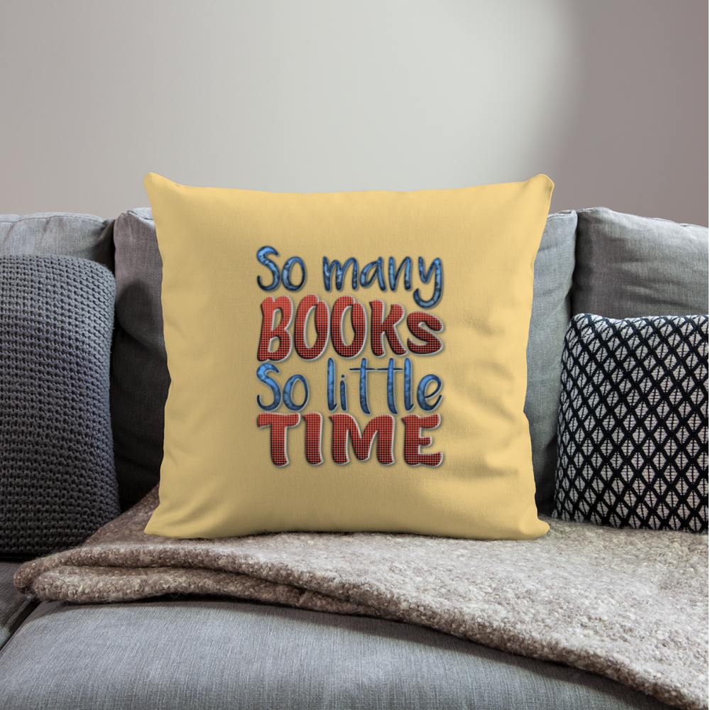 So many books Throw Pillow Cover 18” x 18” - washed yellow