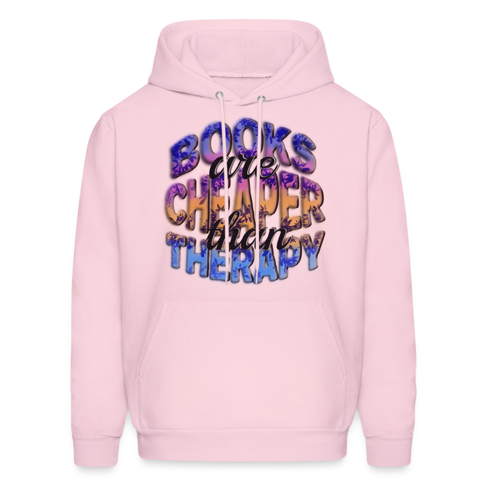 Men's Hoodie Books are Cheaper than Therapy - pale pink