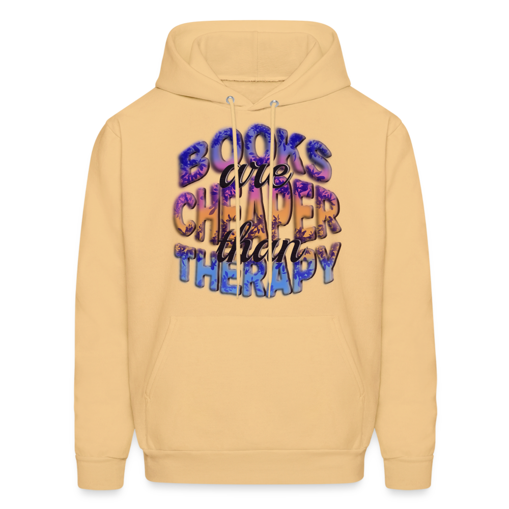 Men's Hoodie Books are Cheaper than Therapy - light yellow