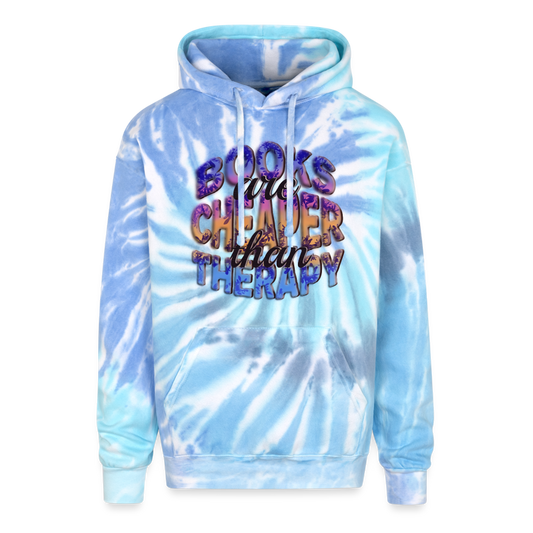 Adult Tie Dye Hoodie Books are Cheaper than Therapy - blue lagoon